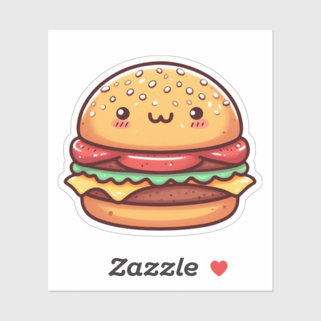 Stickers Vinyl Hamburger Cute (Feuille)