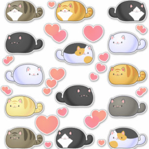 Stickers vinyle d'assemblage de chats Kawaii
