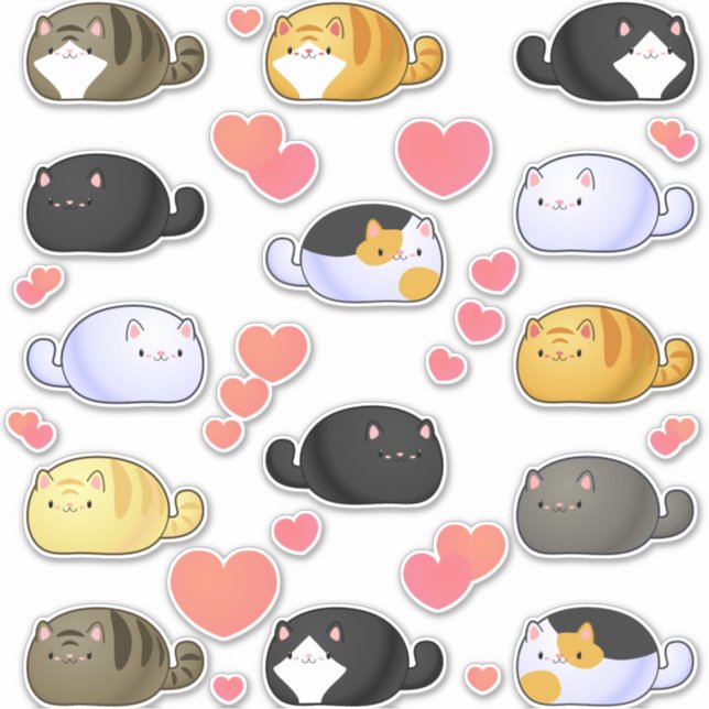 Stickers vinyle d'assemblage de chats Kawaii (Devant)