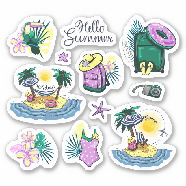 Stickers Vinyle de voyage Tropical été (Devant)