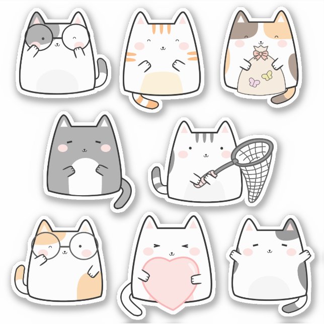Stickers vinyle Kawaii Cute Kitty Cat (Devant)