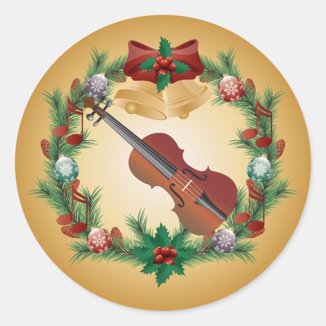 Stickers Violon Musique de Noël Wreath (Devant)