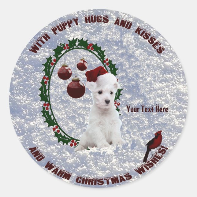 Stickers Voeux de Noël Westie - Customisez-Les ! (Devant)