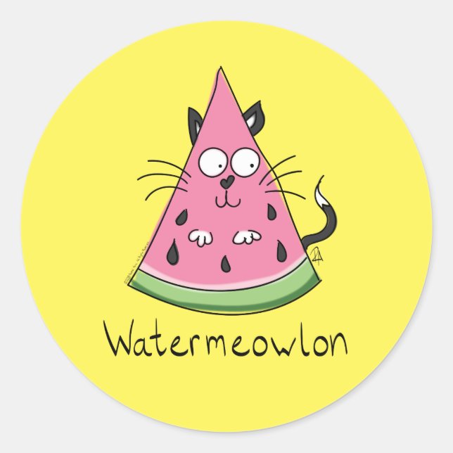 Stickers Watermeowlon Watermelon Chat amusant (Devant)