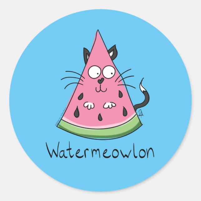 Stickers Watermeowlon Watermelon Chat amusant (Devant)
