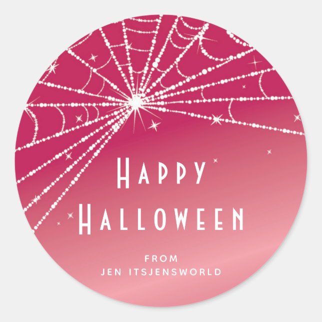 Stickers Web Halloween Pink Spider personnalisés (Devant)
