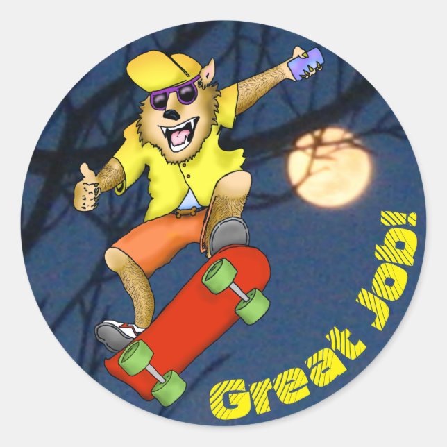 Stickers Werewolf Skateboarder (Devant)