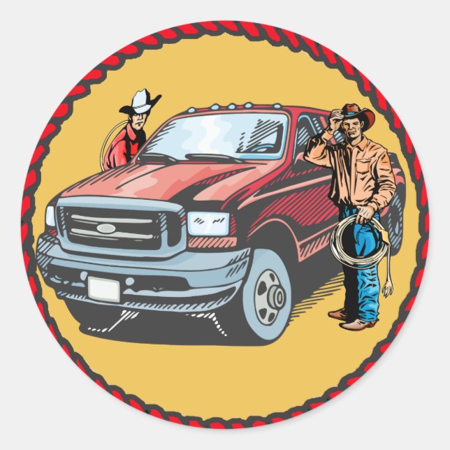 Stickers Western Rodeo Cowboys avec camion (Devant)