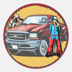 Stickers Western Rodeo Cowgirls Avec Camion