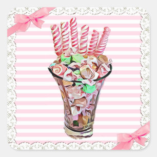 Stickers Whimsical Bow Rose Buffet Candy