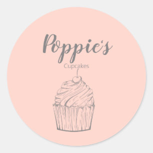 Stickers Whimsical Personnalisé Cupcake Round