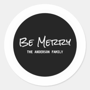Stickers White Simple Script Be Merry Holiday