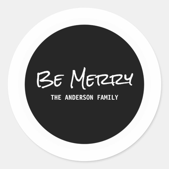 Stickers White Simple Script Be Merry Holiday (Devant)