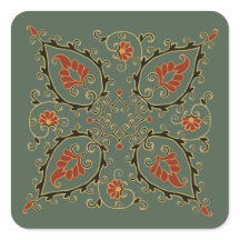 Stickers with velvet green Uzbek design
