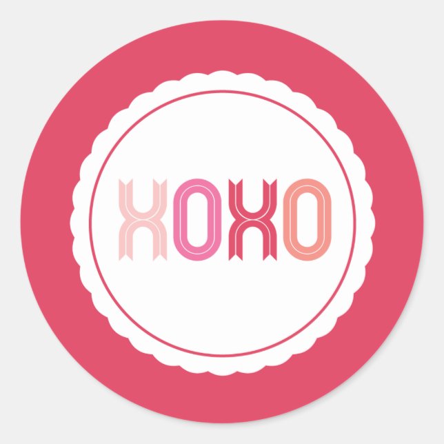 Stickers XOXO Love & Kisses Valentine Party 3 pouc (Devant)