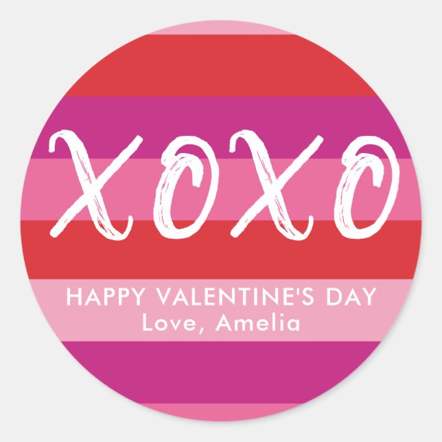 Stickers XOXO personnalisés Saint Valentin (Devant)