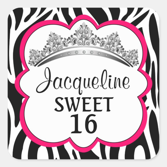 Stickers Zebra Fuchsia Diamond Crown (Devant)