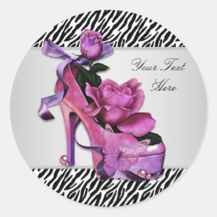 Stickers Zèbre rose chaud haute chaussure