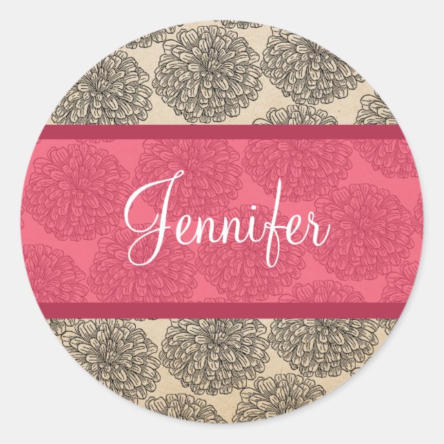 Stickers Zinnia Vintage rose (Devant)