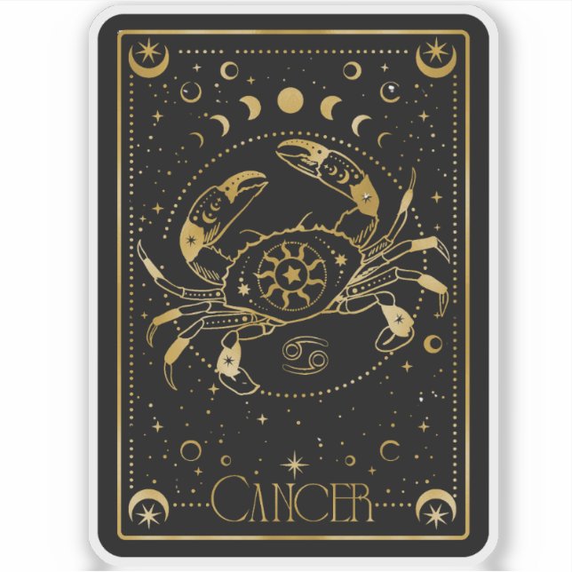 Stickers Zodiac Cancer Astrologique Noir & Or (Devant)