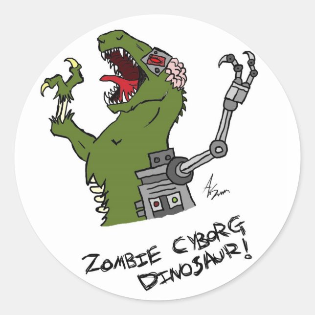 Stickers Zombie Cyborg Dinosaure (Devant)