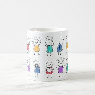 Stickman Coloré Dessiné À La Main Set Mug Café