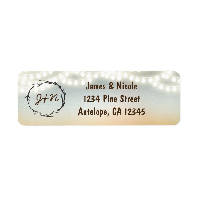 Sticks rustiques Wreath String Étiquettes de adres (Devant)