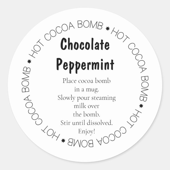 Sticule d'instruction de bombe de cacao, étiquette (Devant)