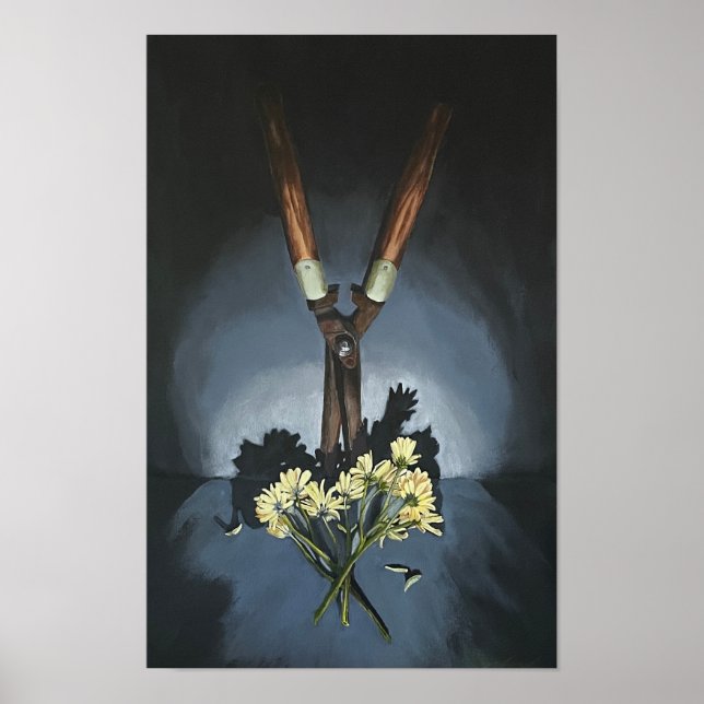 Still Life. Garden clippers and daisies poster (Devant)