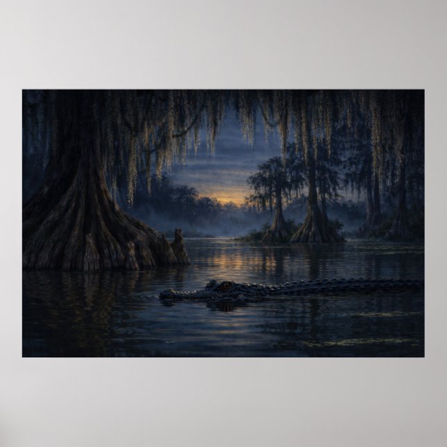 Stillwater Gator | Bayou Wildlife Art | Affiche (Devant)