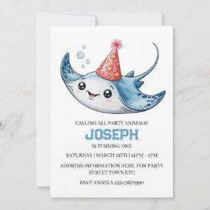 Stingray Anniversaire Fête Invitation Invitation P