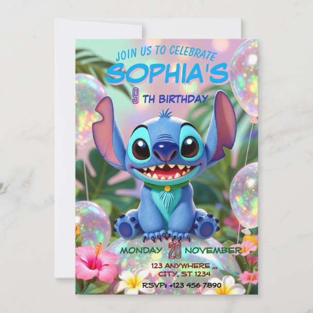 Stitch Birthday Invitation Template (Devant)