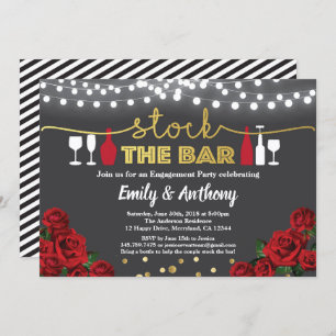 Stock de bar invitation Rouge noir et or blanc