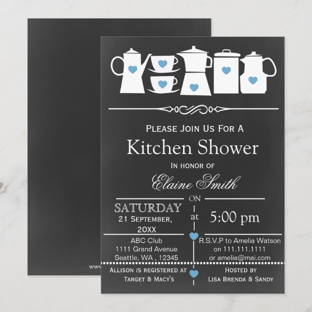 stock de tableau noir la cuisine Invitation douche (Devant / Derrière)