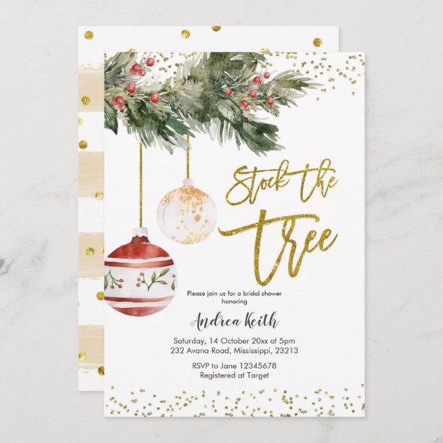 Stock d'hiver The Tree Bridal Showboat Invitation (Devant / Derrière)