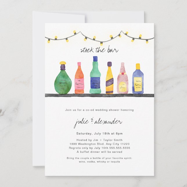 Stock du bar 2 invitation wedding shower (Devant)