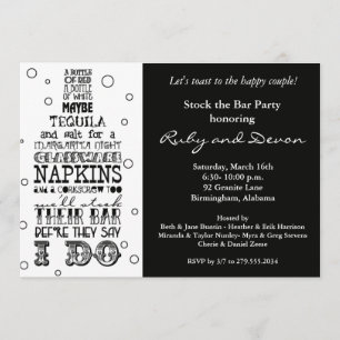 Stock du Bar Bottle Rhyme Party Invitation - Noir