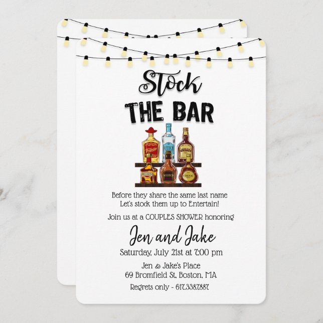 Stock du Bar Couples Coed Shower Invitation (Devant / Derrière)