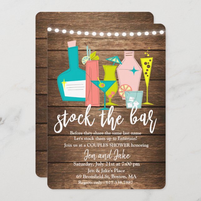 Stock du Bar Couples Coed Shower Invitation (Devant / Derrière)