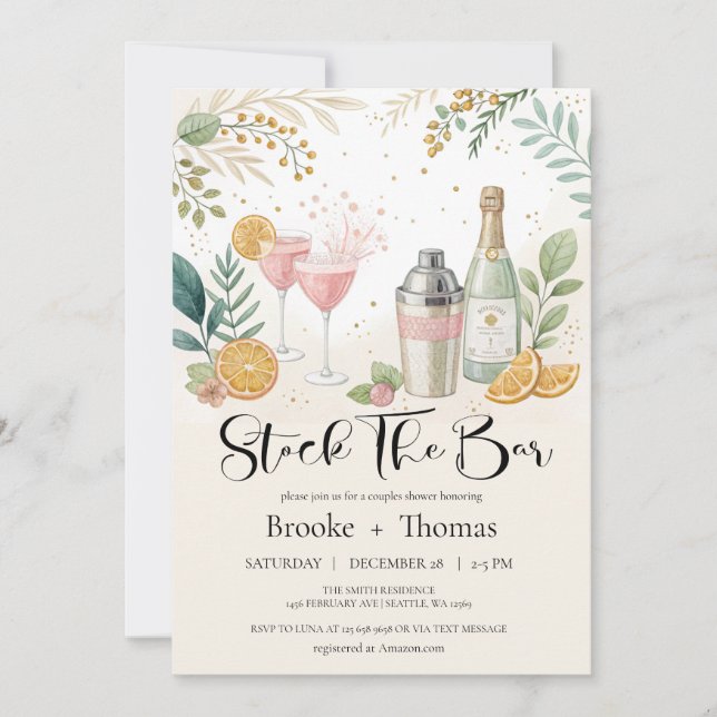 Stock du Bar Couple's Shower Invitation (Devant)