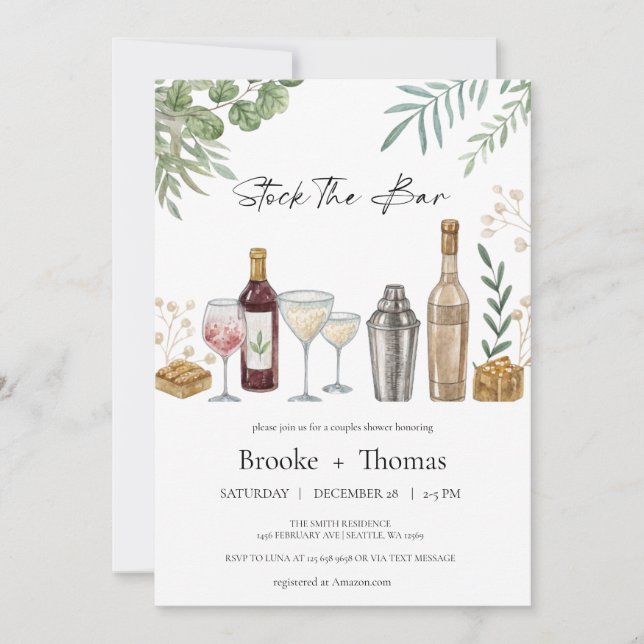 Stock du Bar Couple's Shower Invitation (Devant)