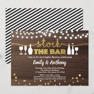 Stock du bar invitation bois rustique et faux or