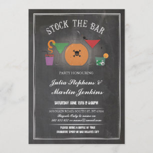 Stock Invitation Fiançailles du Bar Chalk Party