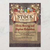 Stock Le Bar BBQ Invitations Rustiques