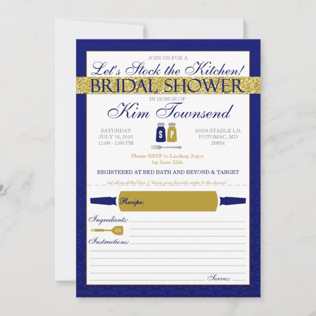 Stock moderne Invitations de la Fête de l'mariée d (Devant)