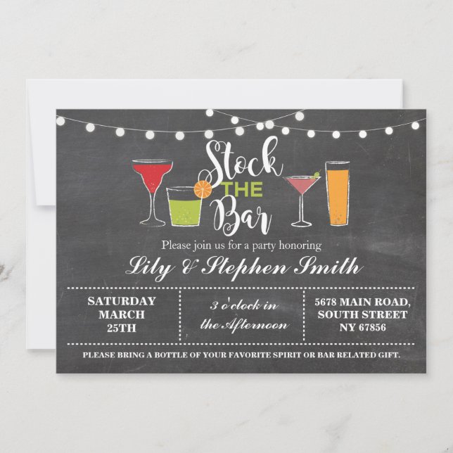 Stock The Bar Chalk Fiançailles Douche Invitation (Devant)