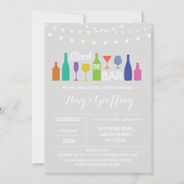 Stock The Bar Chalk Grey Fiançailles Invitation (Devant)