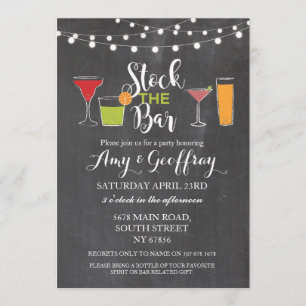 Stock The Bar Chalk Party Fiançailles Invitation
