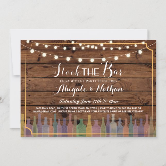 Stock The Bar Rustic Couple's Shower Invitation (Devant)