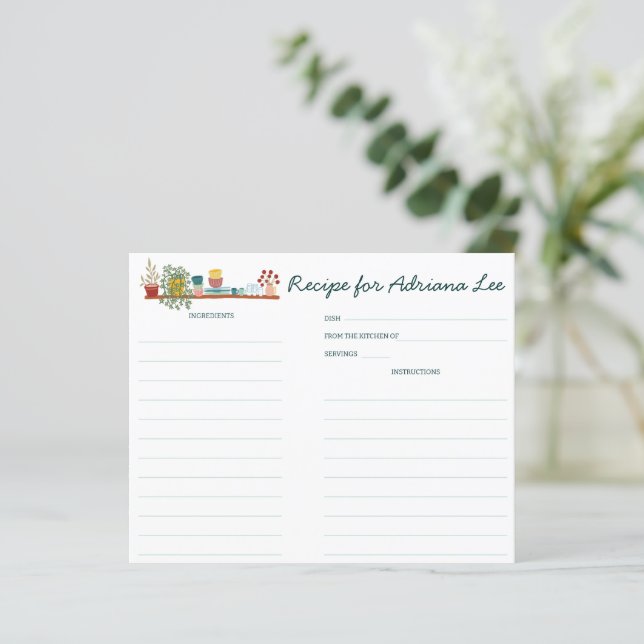STOCK THE KITCHEN CUSTOM Bridal Shower Recipe Card (Debout devant)